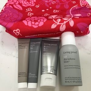 Living proof travel and gift set with free cosmetics bag